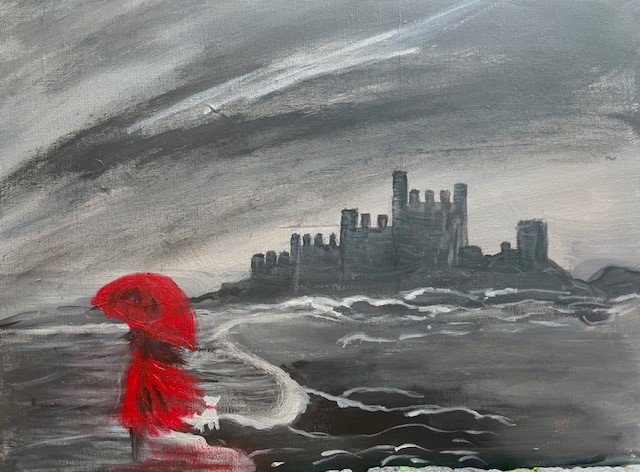 Red lady at Bamburgh